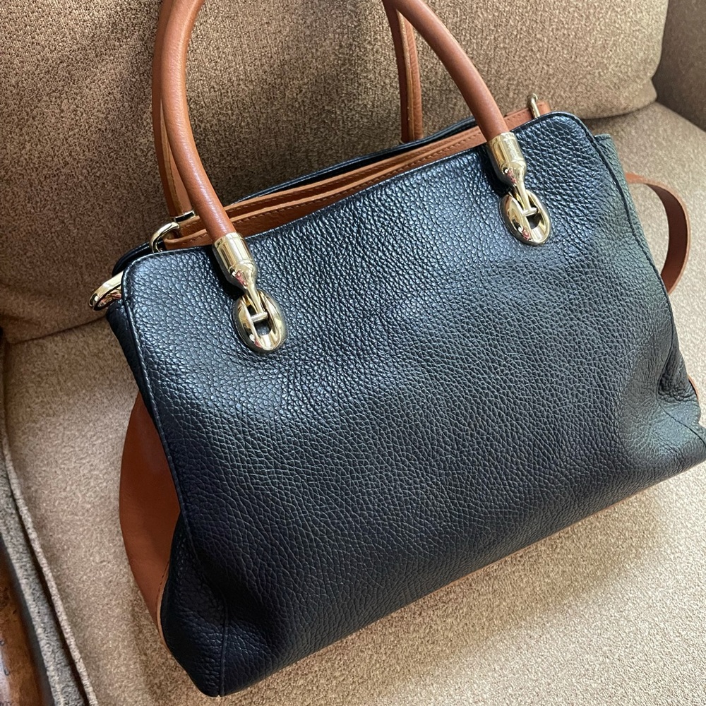 Valentina black leather satchel bag black
